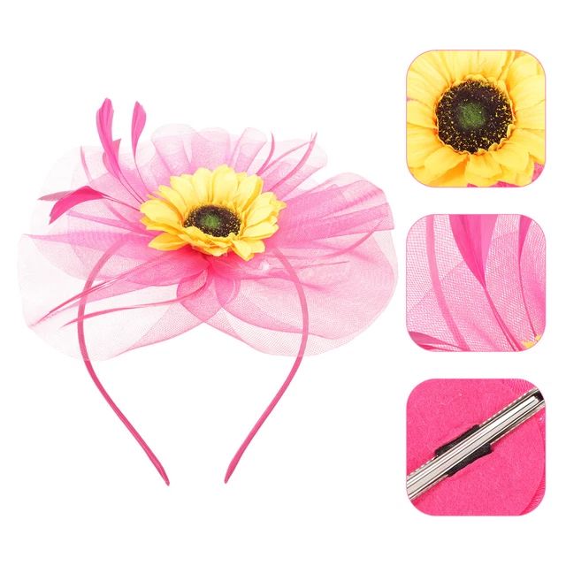 Copricapo festa ballo tessuto a griglia accessori per tè da donna