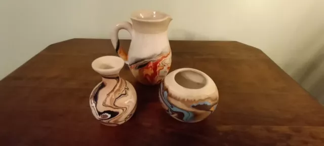 Nemadji Indian River Pottery Vases & Pitcher