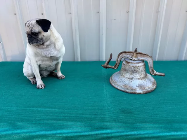 Antique Cast Iron Bell Dinner Farmhouse, School Yard, Church, City Hall 10" Wide