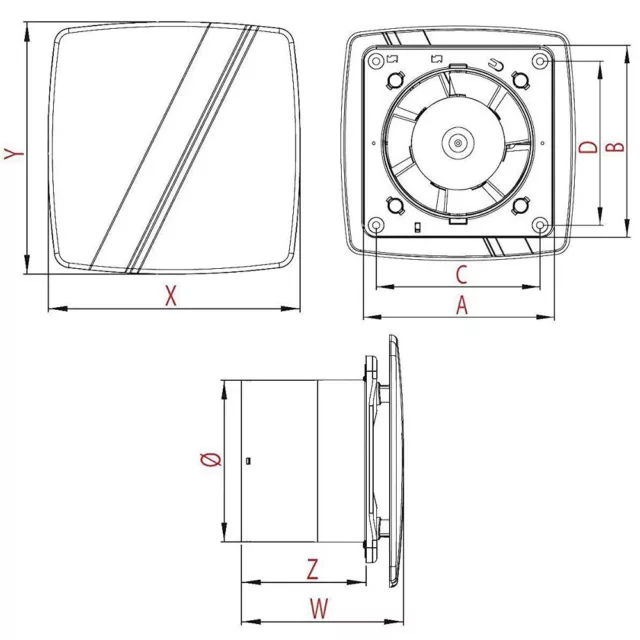 Bathroom Extractor Fan 100mm / 4" WLS100H Timer & Humidity Sensor Silver Chrome 3