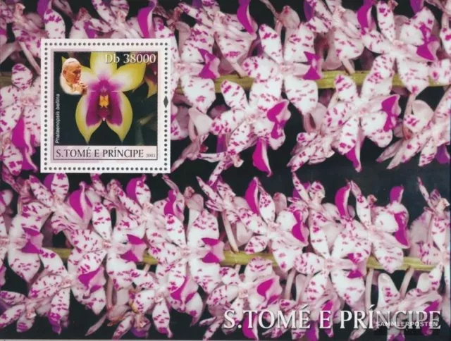 Sao Tome e Principe Block 433 (kompl. Ausgabe) postfrisch 2003 Orchideen & Papst