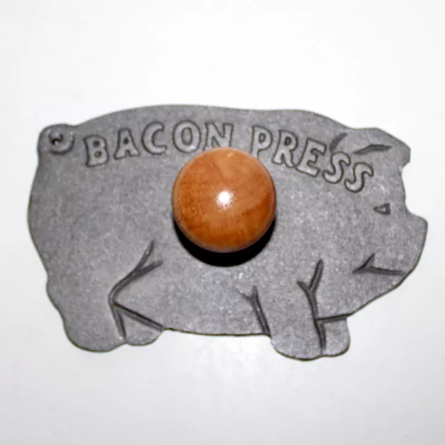 Norpro Cast Iron Bacon Press Pig Wood Handle 2lbs kitchen decor gadget farm