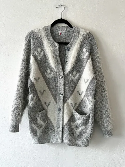 Vintage 80s Fuzzy Knit Cardigan