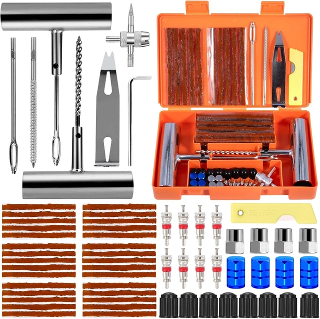 Kit Riparazione Pneumatici 48 Pezzi QUNNIE - Con Spine, Strumenti, Per Auto, Moto, Camion, Trattori
