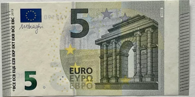 Unión Europea, Billete De Banco Con Error 5 Euros .Sin Holograma De Seguridad