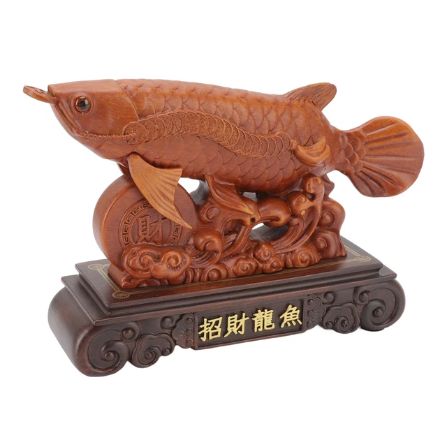 Lucky Dragon Fish Ornaments Attract Wealth Chinese Feng Shui Resin Statue HG 2