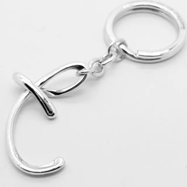 Tiffany & Co. Sterling Silver Alphabet Initial Letter T Keychain Key Ring