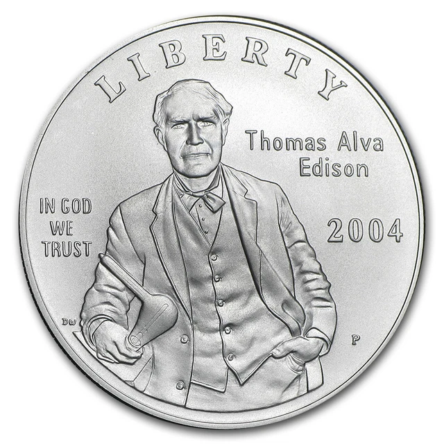 2004-P Thomas Edison $1 Silver Commem Collector Set BU (w/Light) - SKU #25552