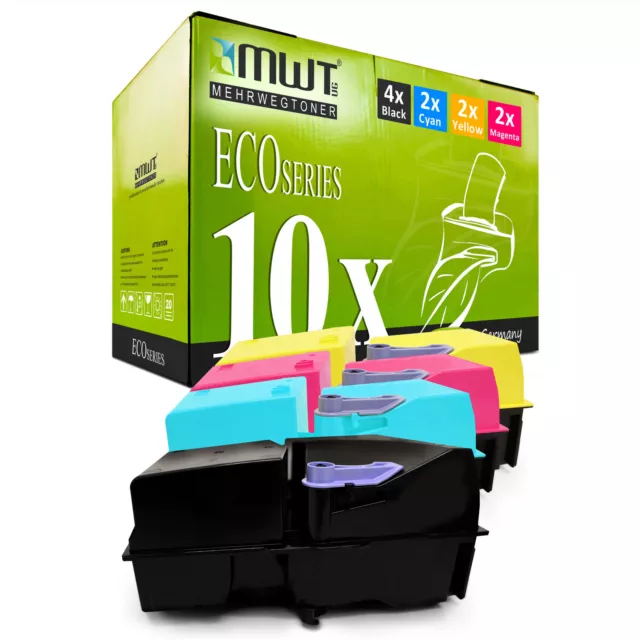 10x MWT Eco Cartuccia Sostituita Kyocera TK-820C TK-820K TK-820M TK-82