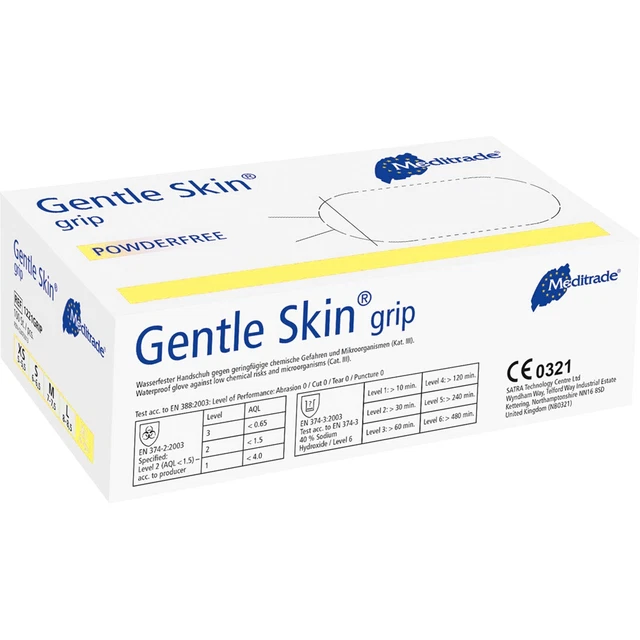 Guantes de látex Meditrade Gentle Skin Grip 1221 GRIP-XS talla X, guantes desechables