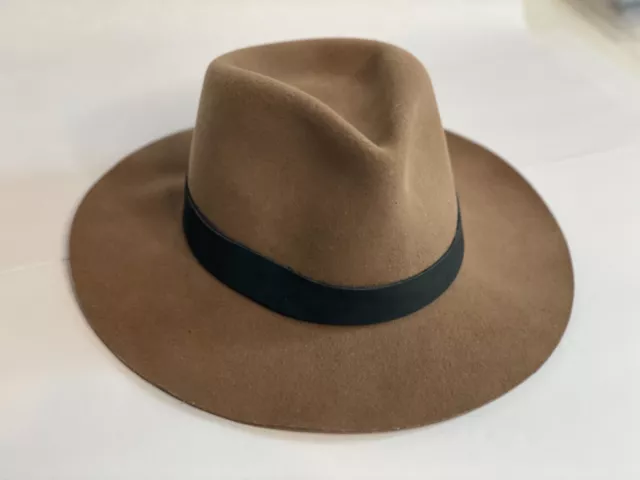 Janessa Leone Fedora LUCA Hat in Brown size Medium, Great Condition