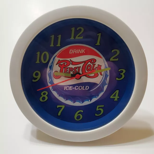 Pepsi-Cola Clock 1990's 7” Diameter Works Fine