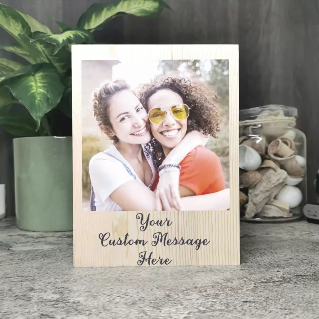 Photo Frame Wood Block Personalised Any Message Birthday Gifts for Her Keepsake