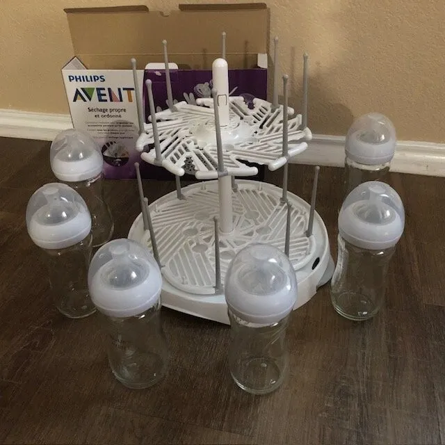 Glass Baby Bottles by Avent  and Drying Rack
