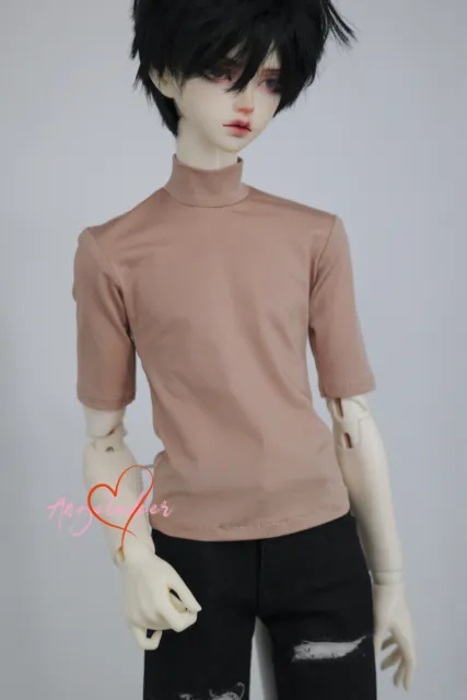 1/4 1/3 Uncle ID75 BJD Doll Clothes Nude Pink Elastic Middle Sleeve T-shirt Top