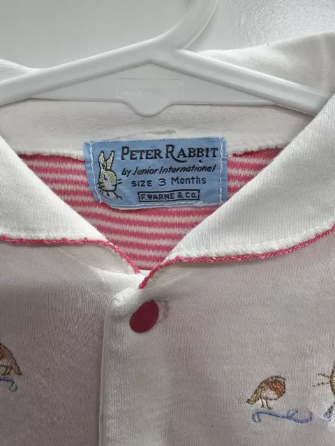 Girls Peter Rabbit Romper Size 3 Months Button Closure Short Sleeve One Piece 3