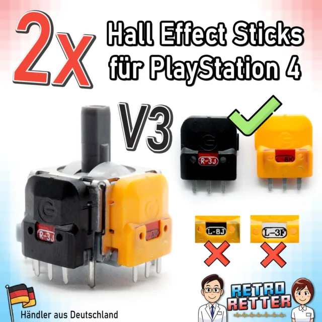 2x PS4 Hall Effect V3 Magnet Analog Stick Controller Drift Fix PlayStation 4 Neu