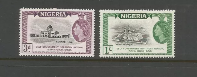 Nigeria 1959 Attainment Of Self Government Light Mounted Mint Set SG 83 / 84