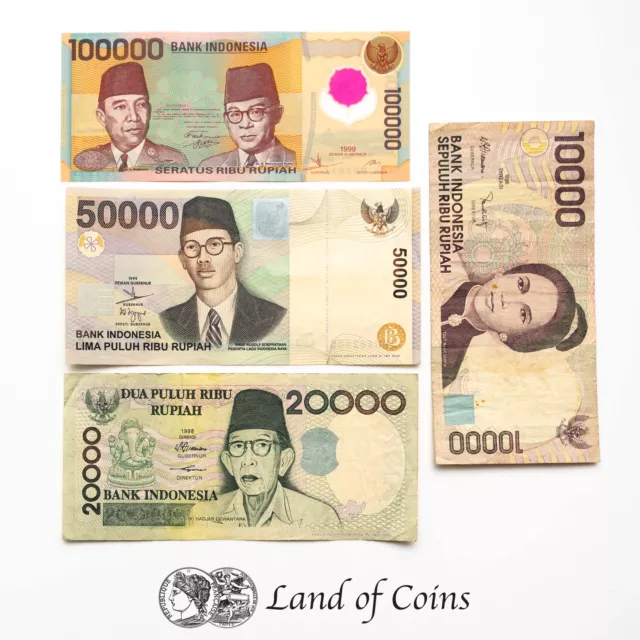 INDONESIA: Set of 4 Indonesian Rupiah Banknotes.