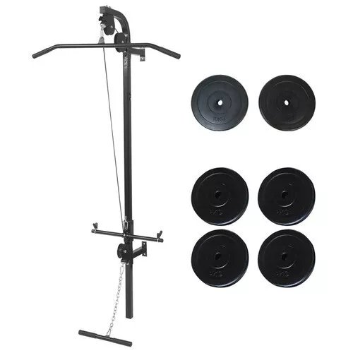 Poulie appareil musculation multifonction murale avec plaques de poids 40 kg