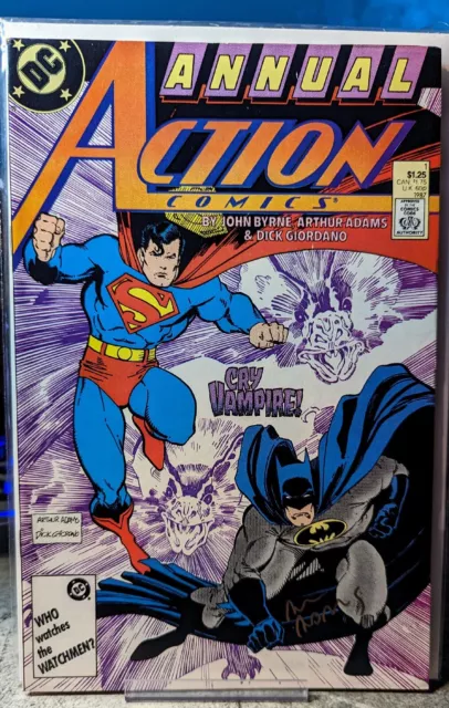 DC ACTION COMICS ANNUAL #1 Signed By Adams - SUPERMAN BATMAN-Combine Ship