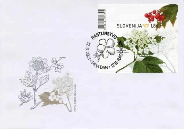 Slovenia Flowers Stamps 2021 FDC Guelder Rose Nature Plants Flora 1v M/S