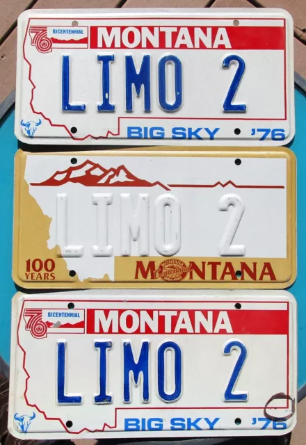 MONTANA License Plate Prison TRIO #LIMO 2 - Bicentennial 1976 & Centennial 1989