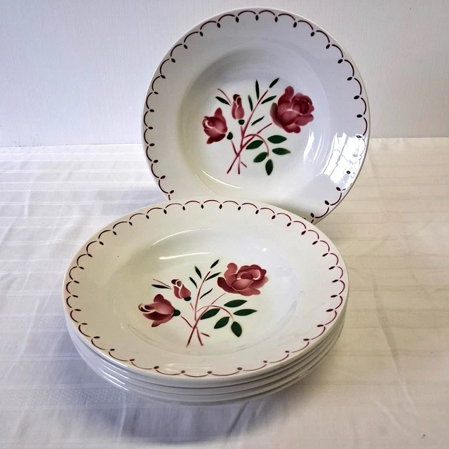 Arcopal vintage 6 assiettes creuses fleurs bleues liseré 6