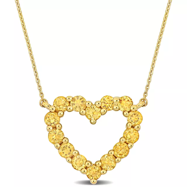 Amour 10k Yellow Gold 4/5CT TGW Citrine Heart Pendant with Chain