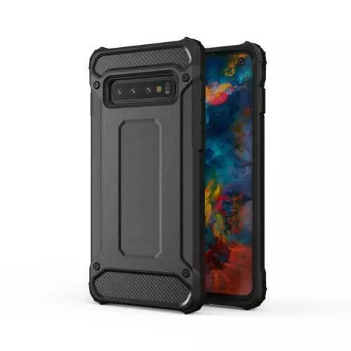 Black Hard Armour Case For Samsung Galaxy S10 Hybrid Shockproof Back Cover