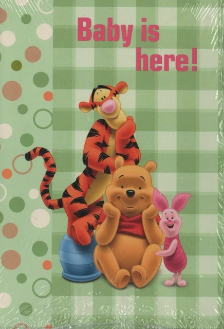Winnie the Pooh Baby Announcement Cards Baby Here Tigger Piglet Set of 5