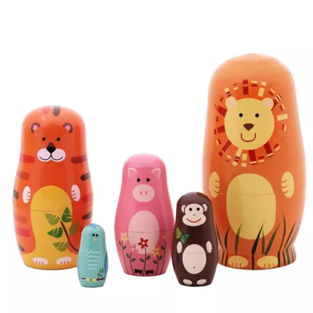 5PCS Russian Dolls Cute Cartoon Animal Pattern Doll Gifts Home Decorations