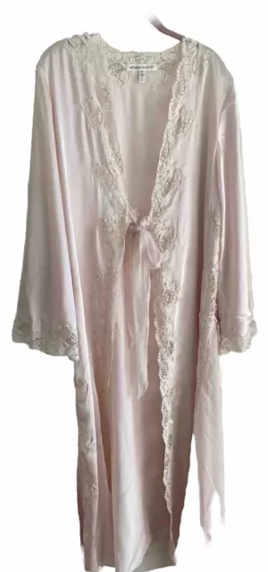 Vtg Victoria’s Secret Vintage Satin Lace Robe Size M / L Blush Medium Large Rare