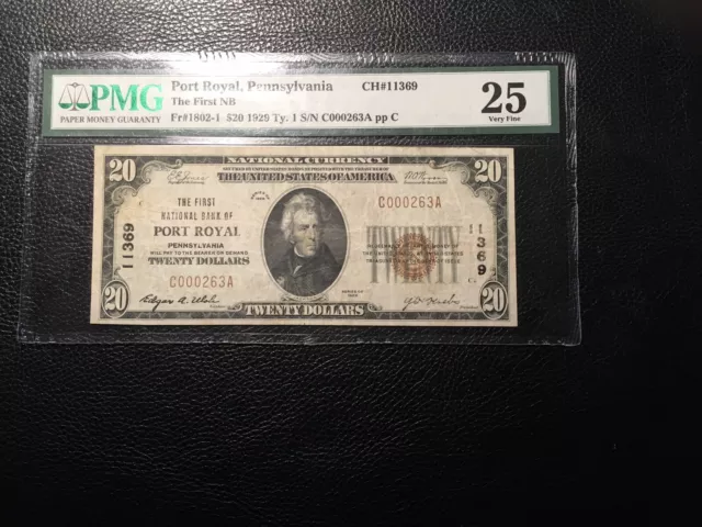 National bank note Port Royal PMG 25 vf stains? rare 10 small known