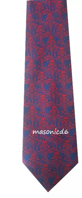 Masonic Ties-Masonic Knights Templar (Kt) York Rite (Skull & Bones) Tie (New)