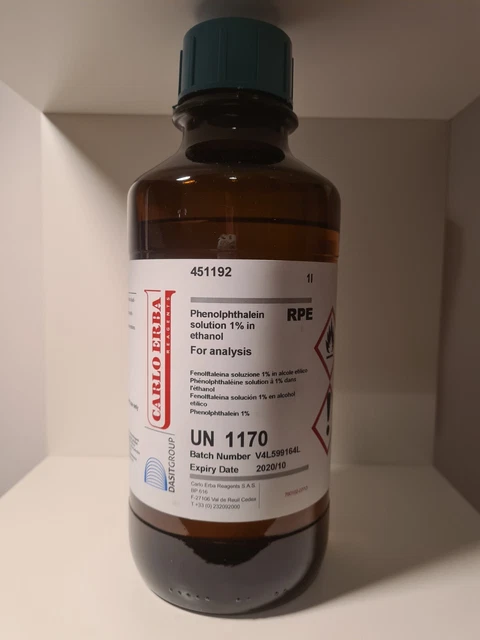 30ml Phenolphthalein 1% (For Analysis) Fenolftaleina - pH Indicator CARLO ERBA