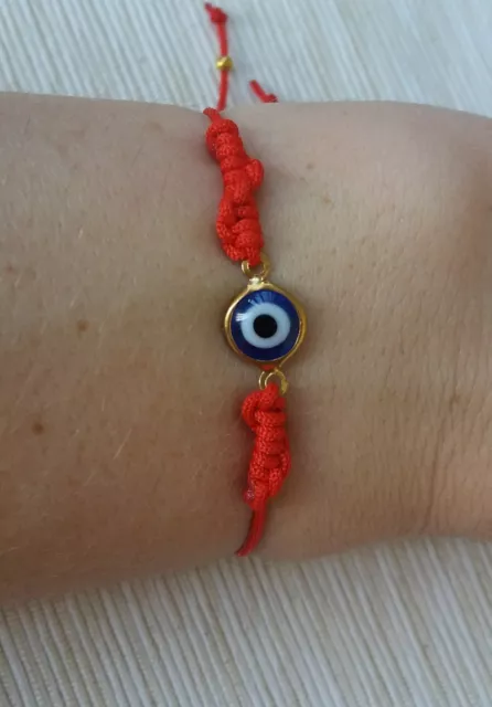 Pulsera roja ajustable ojito suerte mal de ojo