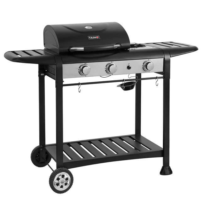 TAINO BASIC PLANCHA 2+1 Gasgrill Seitenkocher Grill BBQ Grillplatte Gas Schwarz