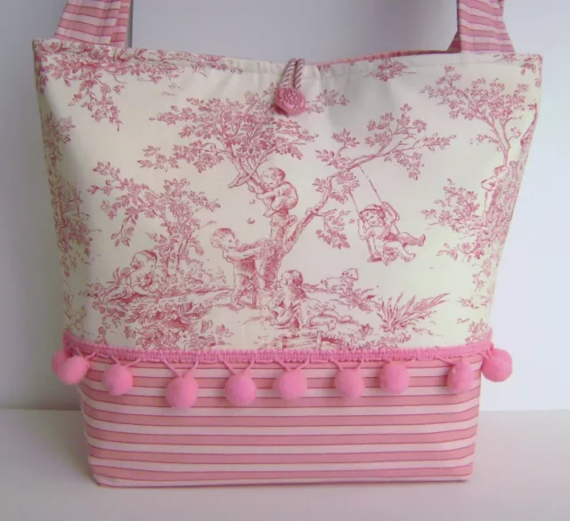 Babies In Central Park Pink Toile Baby Toile Diaper Bag Tote Handbag Stroller