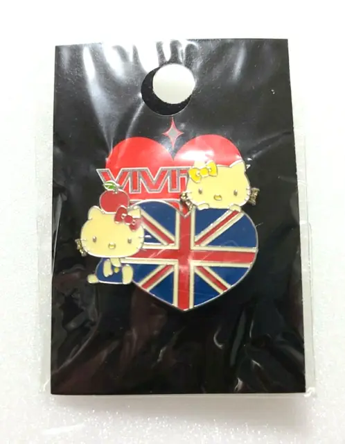 Hello Kitty VIVITIX GIRLS Pin Anstecker SANRIO Britische Flagge Selten...