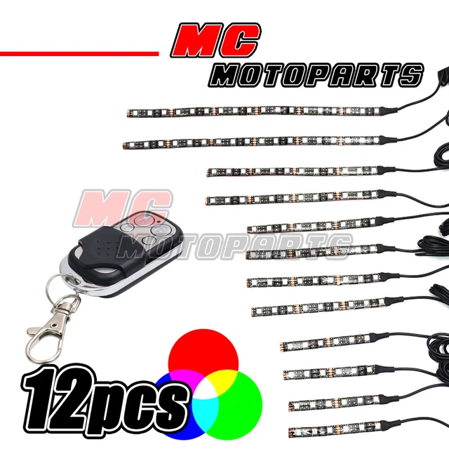 12pcs Motorcycle LED Light Strips Multi-color Wireless Remote For Suzuki Motors