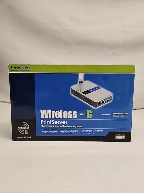 Servidor de impresión Linksys Wireless-G USB 1.1 o 2.0 WPS54G 2.4GHz 802.11g