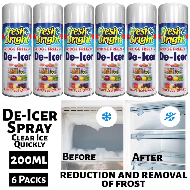 6 x Fridge Freezer De Icer Spray Defrost Ice Quickly Anti Bacterial Deicer 200ml