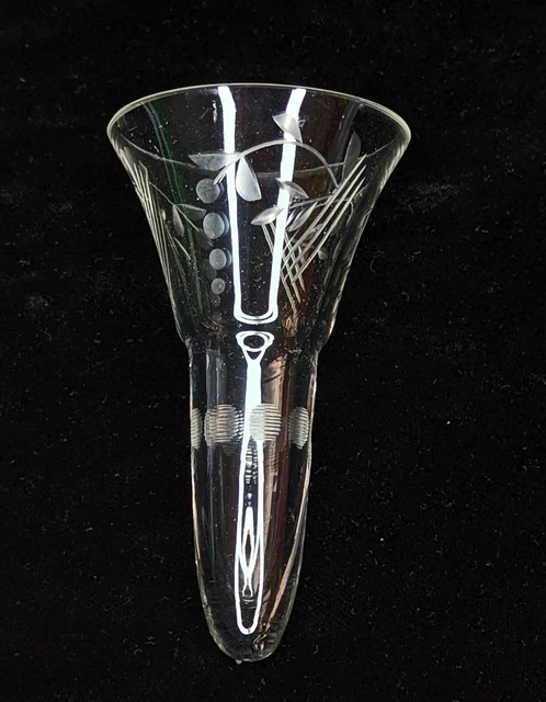 ANTIQUE CLEAR AUTO Car 1920s 30s FINE ETCHED GLASS Small FLUTED BUD