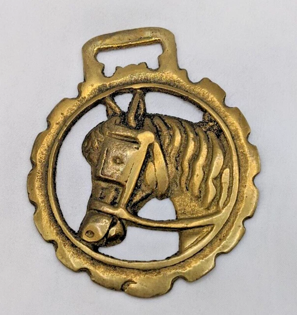 Brass Horse Medallion Vintage English Draft Shire Work Blinders Show Parade