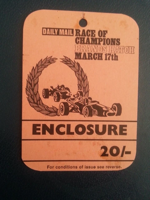 1968 RACE OF CHAMPIONS PASS/Biglietto Marche - FORMULA 1 (F1)