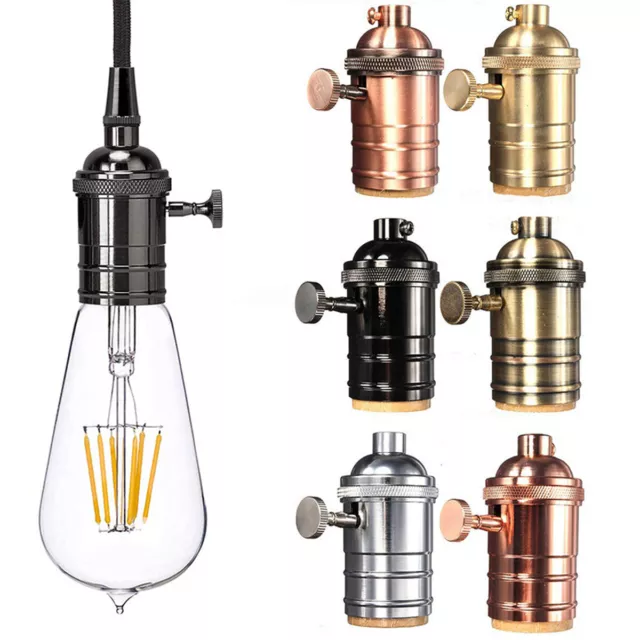 Retro E27 Edison Lampenfassung Bronze Fassung mit Schalter für Pendelleuchte