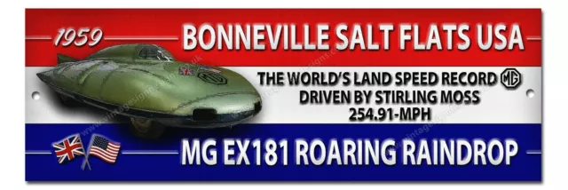 1959 Mg Ex181 Fine Art Metal Sign.world's Land Speed Records.stirling Moss.