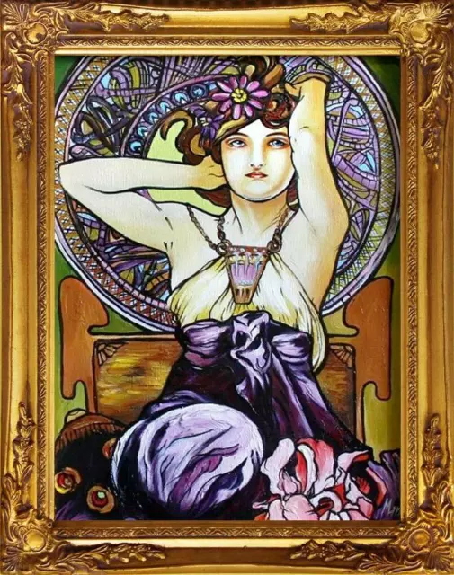 ALFONS MUCHA  BILD BILDER ÖLBILD ÖLGEMÄLDE GEMÄLDE MIT RAHMEN 37x47cm G03839