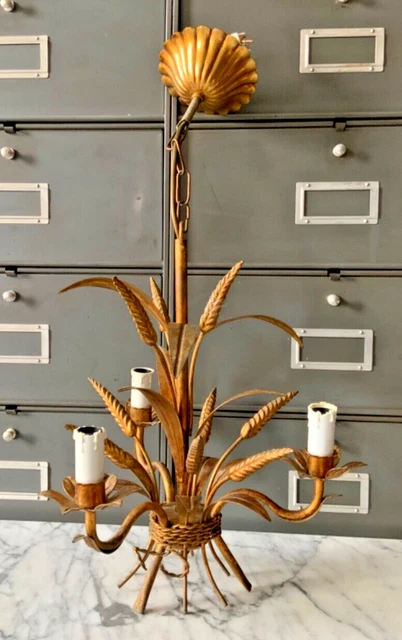 Lustre 3 Feux Orientables - Chrome - Style Space Age Années 90 - Longueur 65cm - Occasion